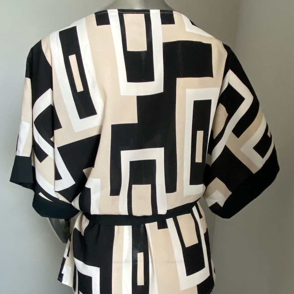 New York & Company Geometric Print Belted Blouse - Picture 3 of 4